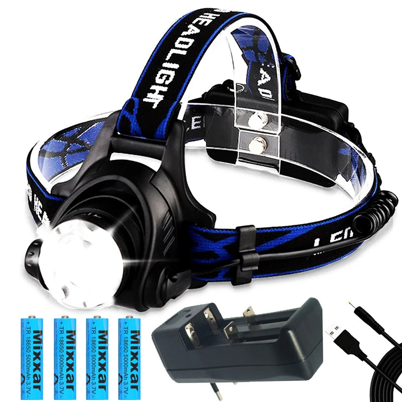 ZK40 LED Headlamp, USB Rechargeable, Waterproof, Zoomable, for Camping