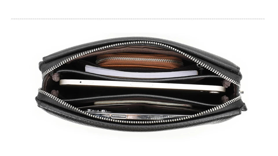 Men's Genuine Leather Clutch Bag with Password Design - Large Capacity Wristle