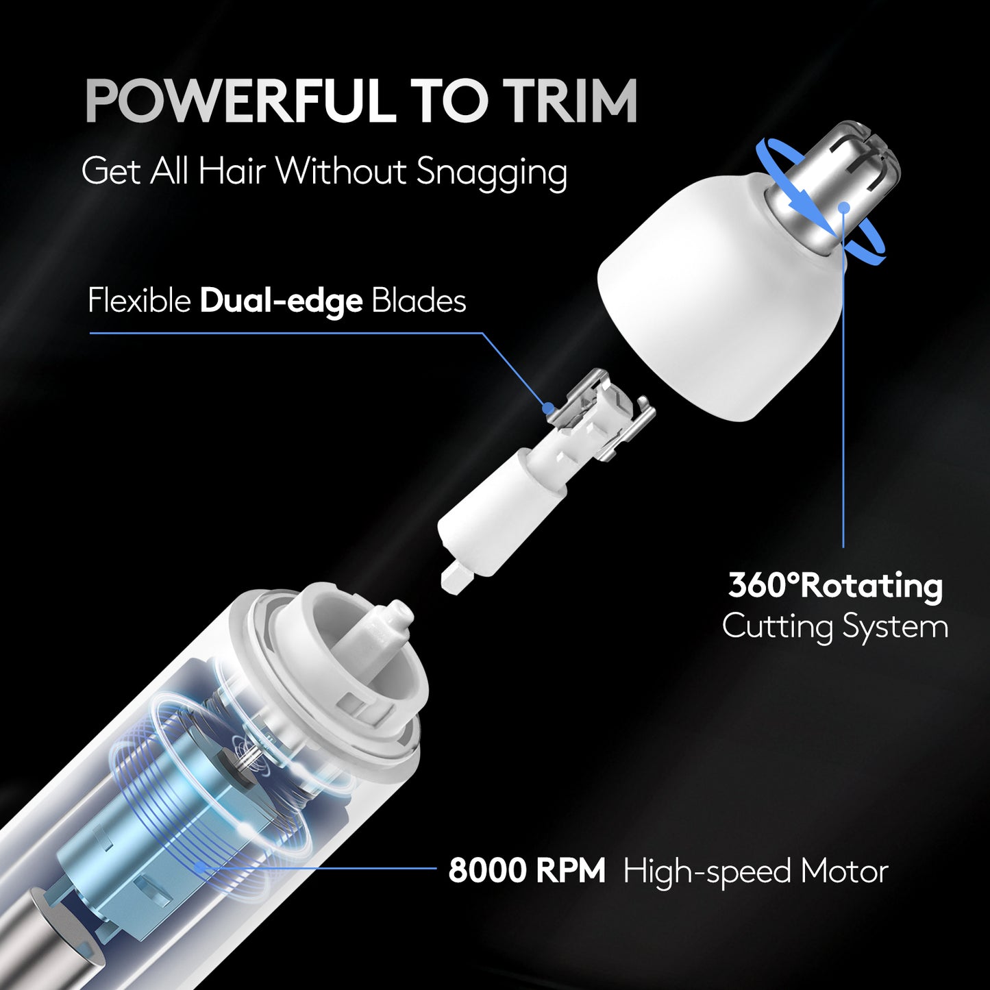 Portable 2-IN-1 Nose & Ear Hair Trimmer Rechargeable Electric Trimmer