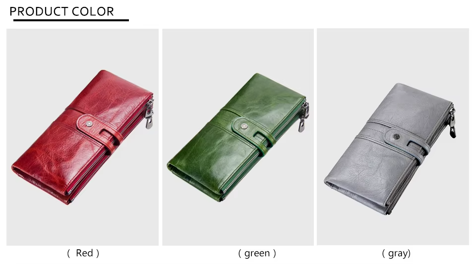 Women's Genuine Leather Long Clutch Wallet - Card Holder, Coin Purse, Money Bag