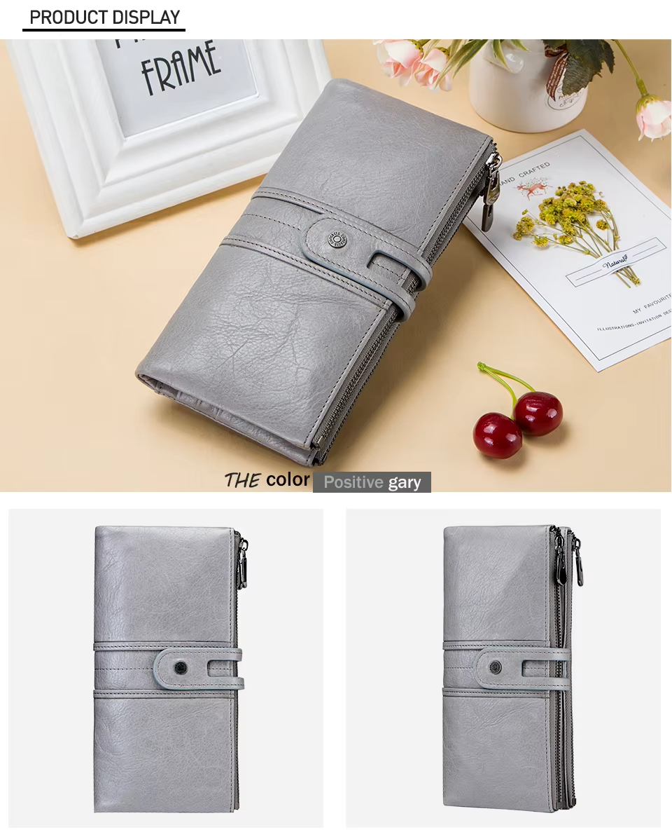 Women's Genuine Leather Long Clutch Wallet - Card Holder, Coin Purse, Money Bag