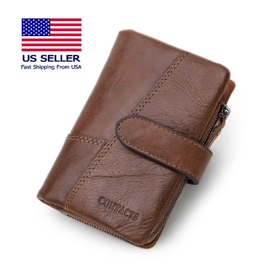 Women's Genuine Leather Wallet - Small Card Holder, Coin Purse, Money Bag